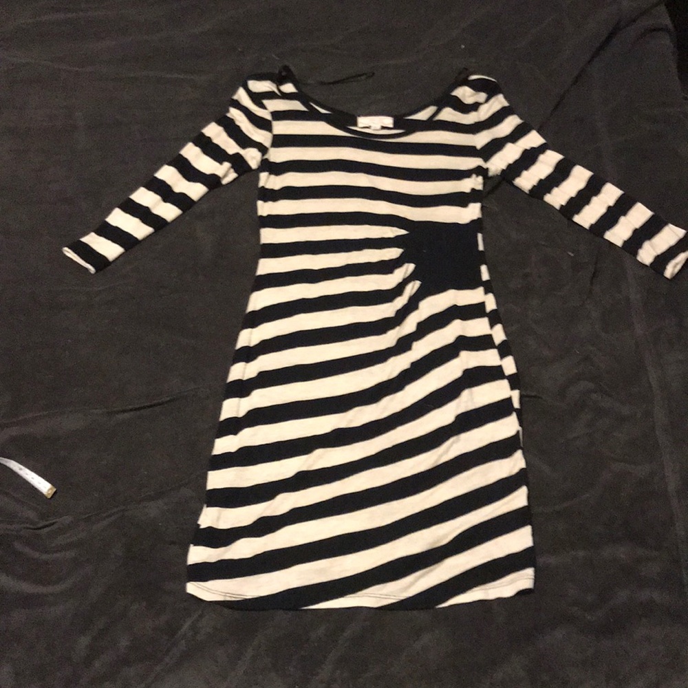 Striped long sleeve cotton dress